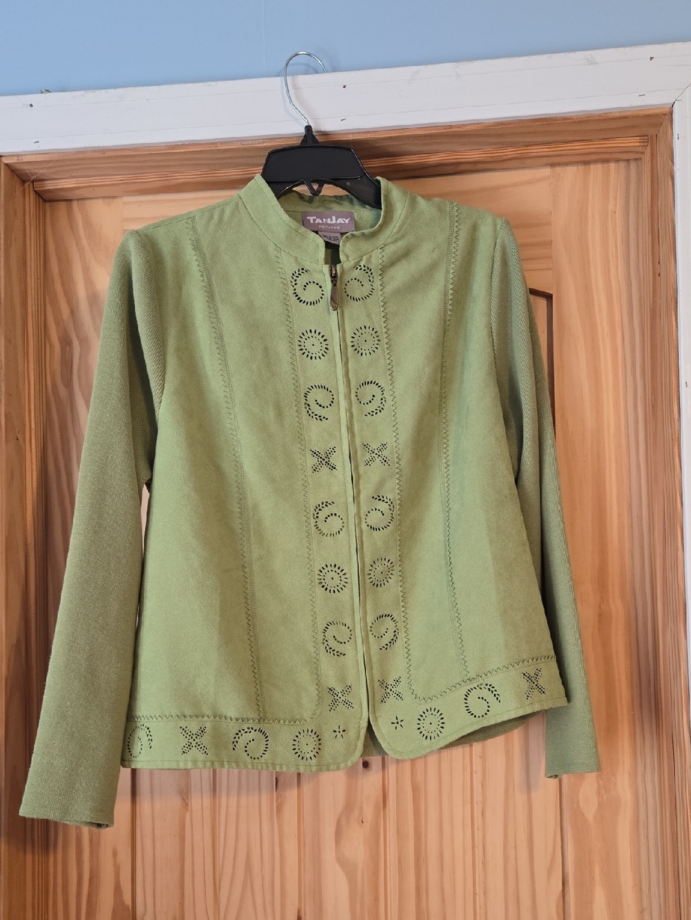 Sage Green Eyelet Cutout Jacket